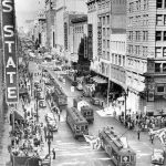 LARy cars on Broadway at 7th in 1941