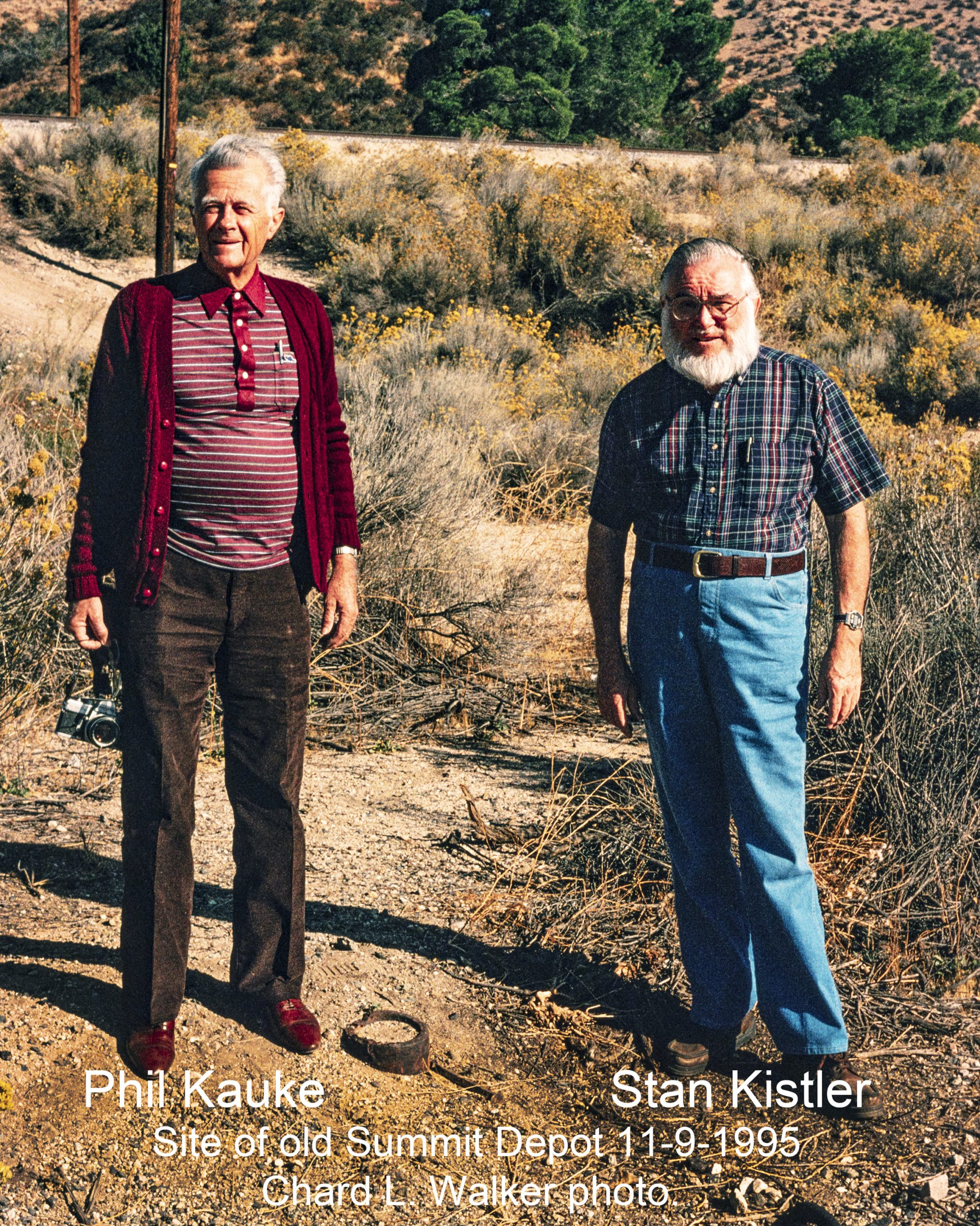 Phil Kauke and Stan Kistler at the site of the old Summit Depot November 9, 1995.