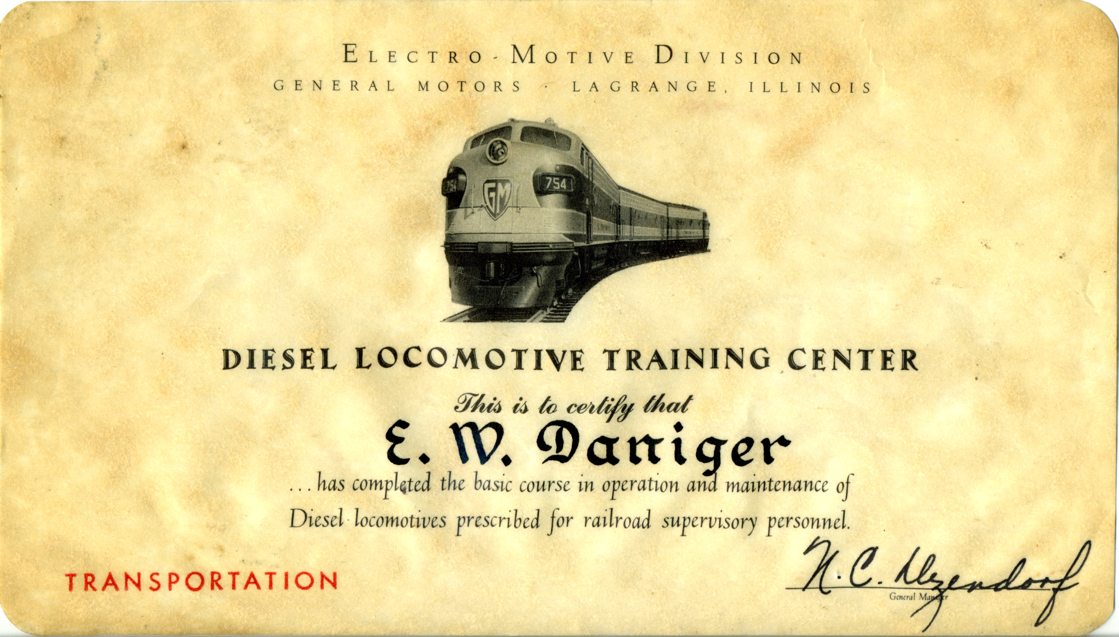 Edmund Daniger Pacific Electric and EMD Identification Cards